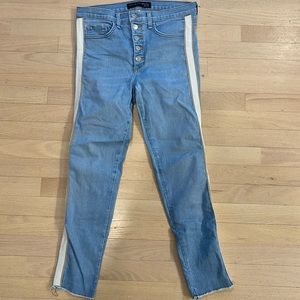 Veronica Beard Skinny Jeans Tuxedo Stripe Button Fly